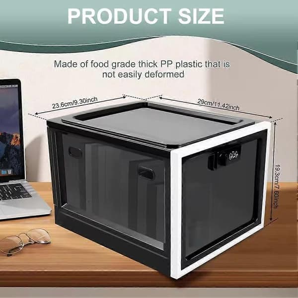 Large Medicine Box with Lock for Secure Medicine Storage, Lockable Box for Refrigerator/Snacks Food Phone Boxes with Combination Code - Transparent V Transparent White