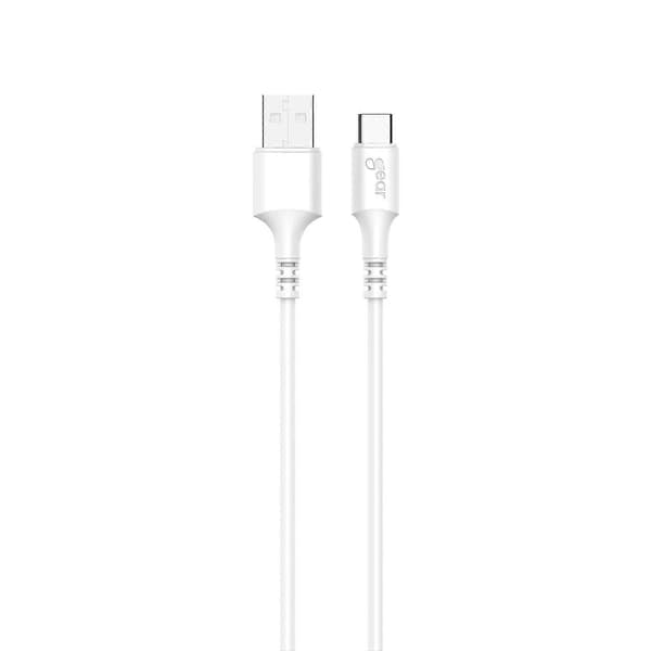 Laddkabel USB-A till USB-C 2.0 1m Vit gen2 Rund Kabel