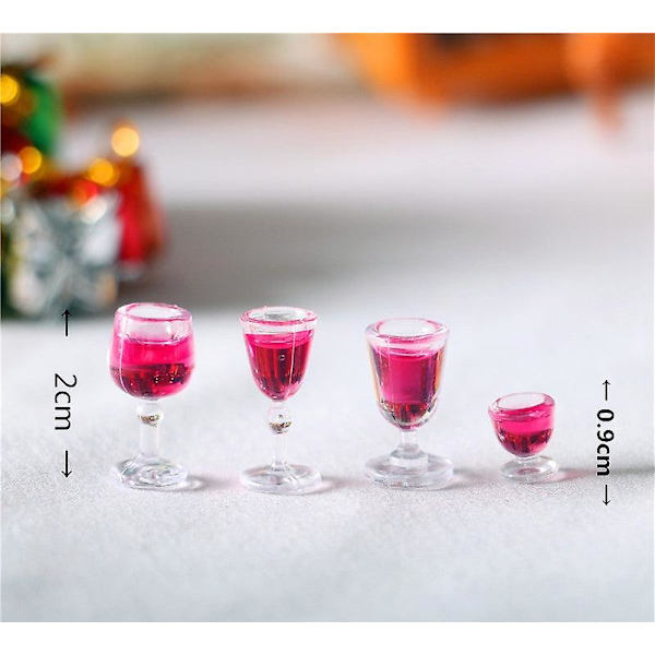 Miniatyr möbler leksak dockhus DIY dekoration tillbehör mini rött vinglas cocktail