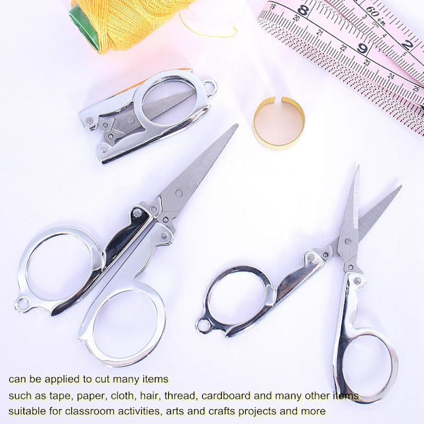 Folding Small Scissors, Portable Scissors, Medium Stainless Steel Folding Scissors with Keychain Pointed Small Sewing Scissors Folding Scissors Craft Camping
