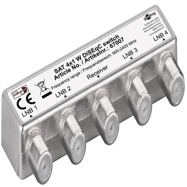DiSEqC-bryter 4x1 Silver Metall