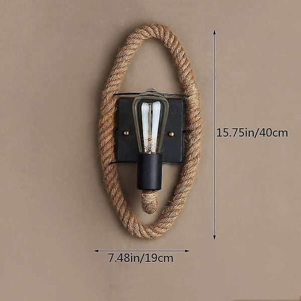 Enkel og cool væglampe væglamper retro loft hamp reb væglampe metal oval industri vintage væg