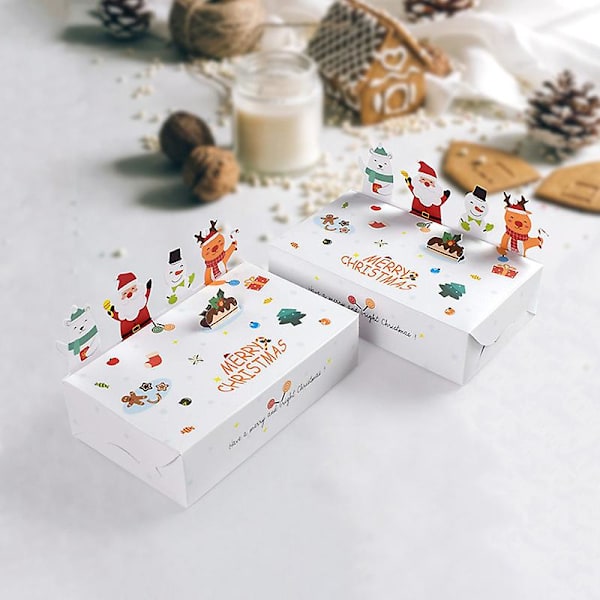 10 st Nya God Jul Kraftpapper Godis Presentask Cartoon Cookie Box White A