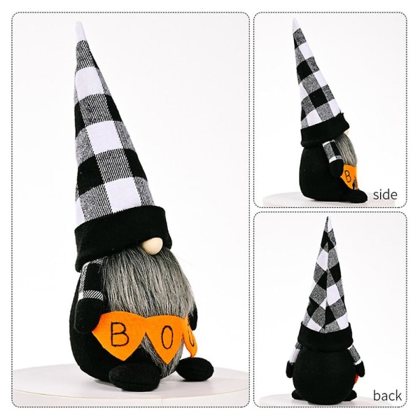 Halloween Fest Nisse Plyschleksak Ansiktslös Tomte Fylld Dockdekoration Check Hat