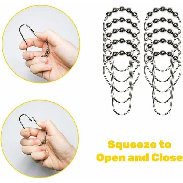 Duschdraperikrokar, set med 24 duschdraperiringar i rostfritt stål för badrum 3.5 cm