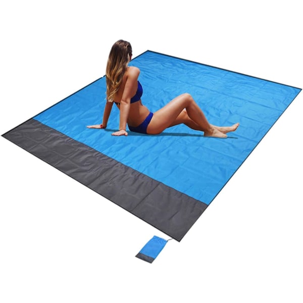 Beach Blanket, Picnic Blanket, Sand Free Beach Mat Waterproof Lightweight 79 x 83Inch Foldable Portable Pocket Blanket