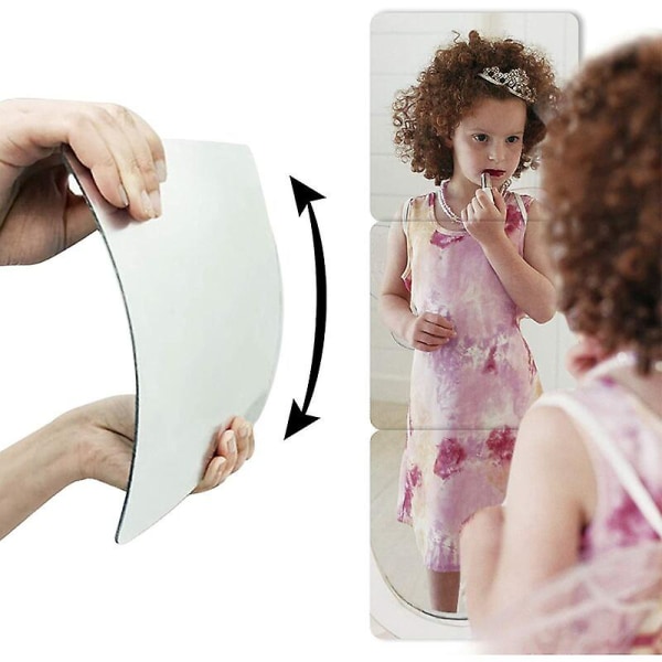 Selvklæbende akrylspejl, sæt med 3 rammeløse selvklæbende firkantede spejle, blødt akrylspejl, spejl i fuld længde, vægspejl, eksplosionssikkert og fleksibelt