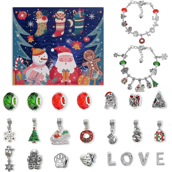 Julnedräkning 24 Genrus Kalender Kalender Överraskning Blind Blind Jul DIY Kreativ Kombinerad Jul Armband Set Tre Strumpor LOVE