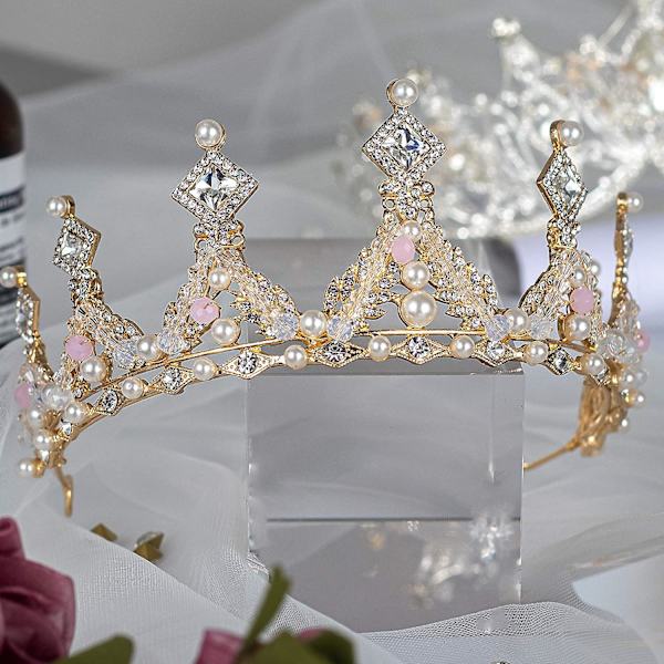 Crystal Princess Crown Compatible With Girls,gold Kid Birthday Tiaras With Rhinestone Headpieces Accessories Compatible With Girls Wedding Prom Costum