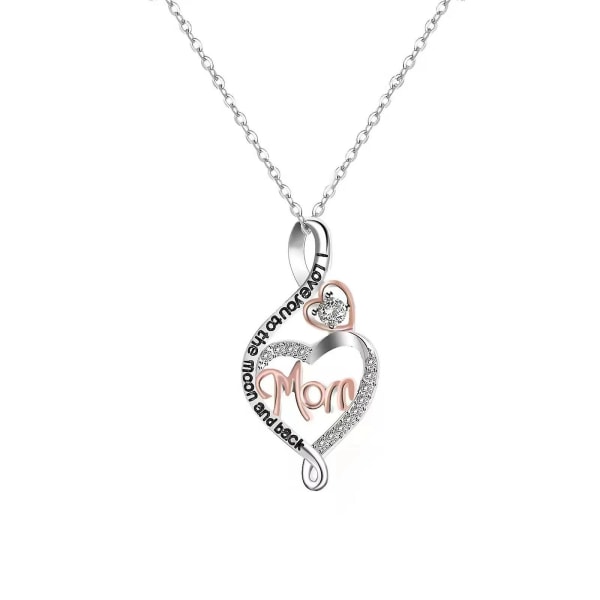 Sterling silver diamant mamma hjärta hänge halsband