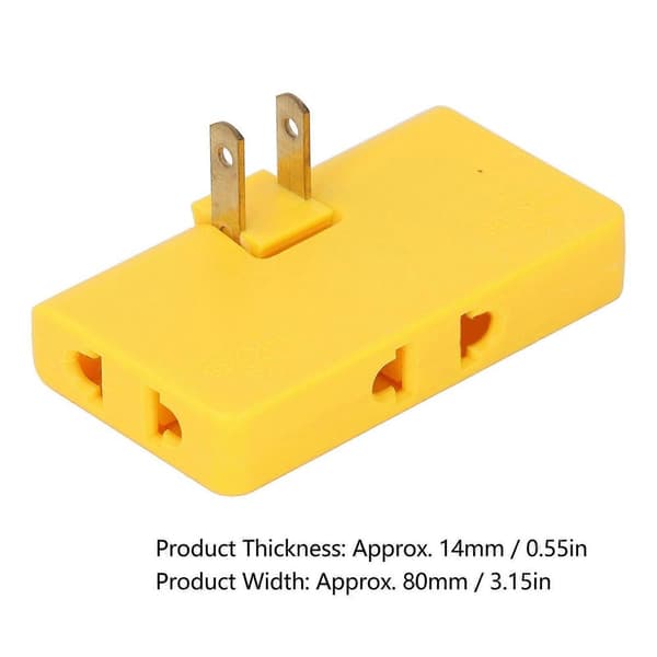 5 stk. 1 til 3 Reisepluggadapter 1500W 10A 80mm x 14mm