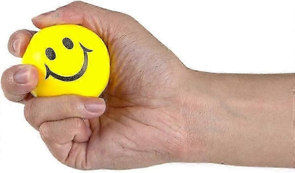 24 stk. gule stressbolde med smileys til angstlindring, 5 cm klemmelegetøj