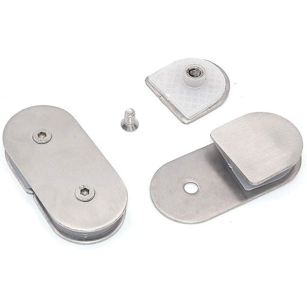 Förpackning med 180 graders glasklämmor, 304 rostfritt stål, borstad finish, för 8-12 mm tjock glaspanel