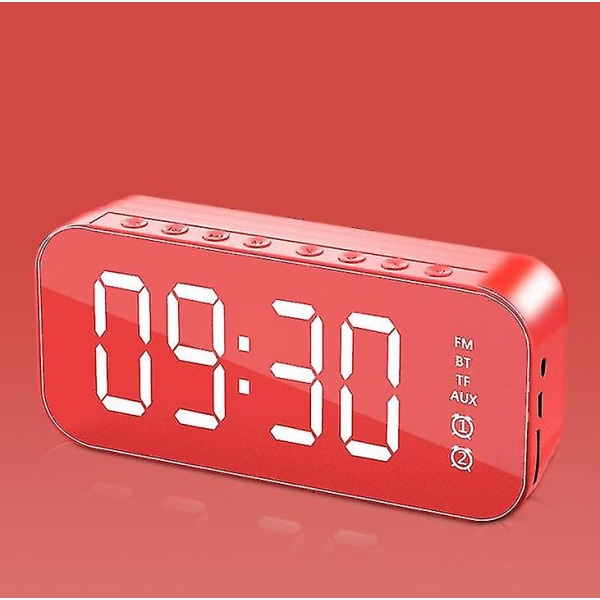 Multifunktionell LED digital väckarklocka, Bluetooth högtalare, bordsbord med lysande elektronisk musik vid sängen red