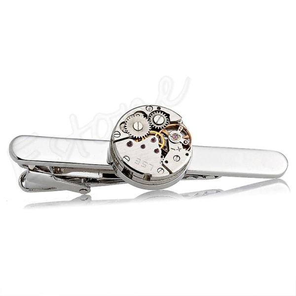 Fashion Steampunk Herre slipsklips Vintage urværk slipsklips sølv