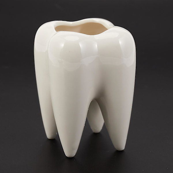 Tandformet hvid keramisk blomsterpot Moderne design Planter Tænder Model Mini skrivebordspot Kreativ Gi