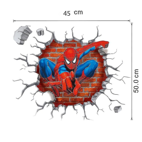 3D tegneserie Spiderman veggklistremer superhelt for gutter barnerom--