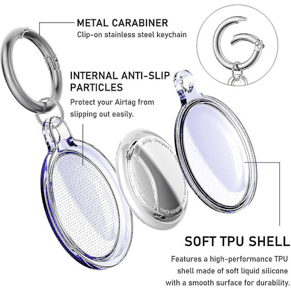 Bimirth Vattentät Airtag-hållare, 4-pack Apple Airtag-nyckelring, Airtag-fodral (4 färger)