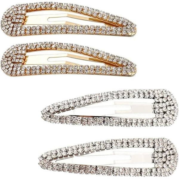 4 stk Rhinestone Snap Clips Store silver,gold
