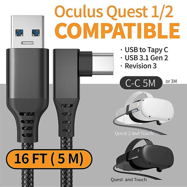 Til Oculus Quest 2 Link Kabel Vr Briller Headset 5m/6m Usb 3.1 Hurtig Dataoverførsel Opladerkabler Til Oculus Quest 2 Tilbehør 6M