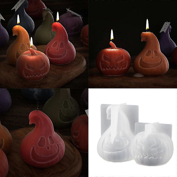 1/2x Smilings Græskar Lysforme Vrede Græskar Duftlys Silikoneforme Halloween Aromaterapi Epoxy Form Håndværk smiley face