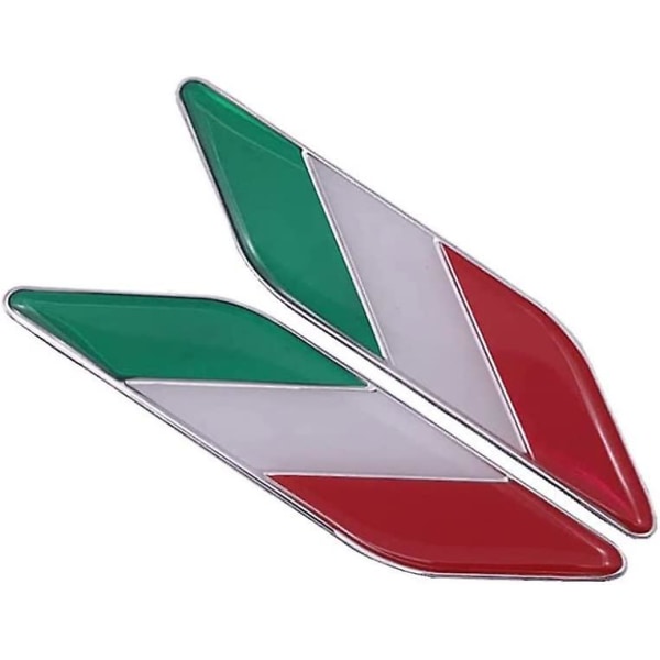 Italia flaggklistremerke 1 par nasjonale flagg metallklistremerker Bilklistremerke metall Italia flagg (rød, hvit, grønn)(2 stk)