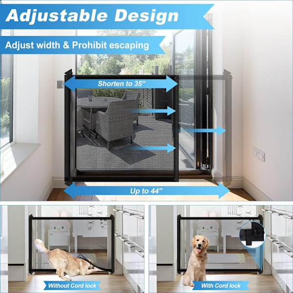 Kampanjetilbud – 72×120cm Justerbart Hundegitter – Ingen Boring, Uttrekkbart & Portabelt Dyregjerde for Døråpninger, Perfekt for hunder 72*120cm