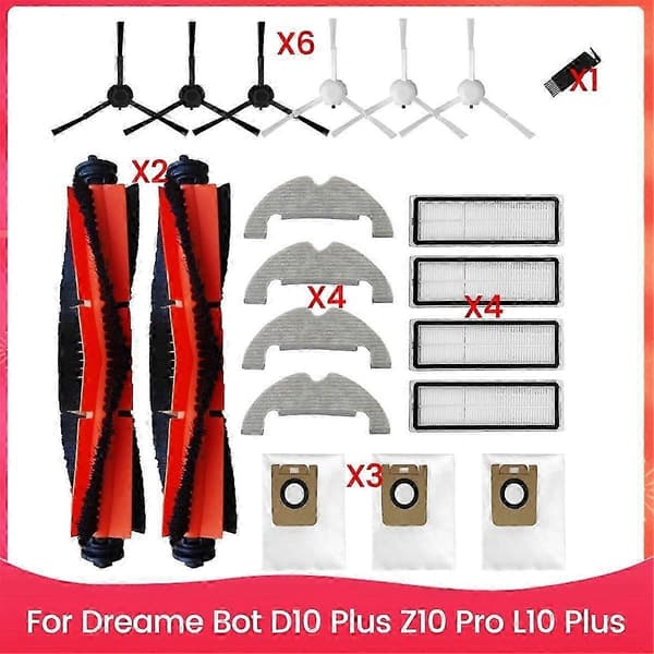 Tilbehørssæt Reservedele til Dreame Bot D10 Plus Z10 Pro L10 Plus Hovedsidebørste Hepa Filter As Shown