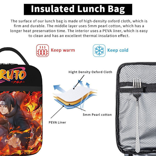Naruto Uchiha Itachi Lounaspussi Tote-laukku Kannettava Eristävä Lounaskuppi Rannalle Leirintään Matkalle Työhön Kouluun Toimistoon 20