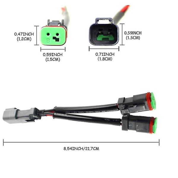 Y-type ledninger Deutsch Dt Dtp 2-pinners sokkeladapter for Led Pod arbeidslys Ettermontering Kontakter Kabling as shown