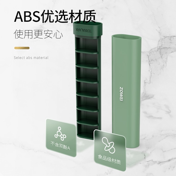 Seven day pill box Convenient pill storage box Green