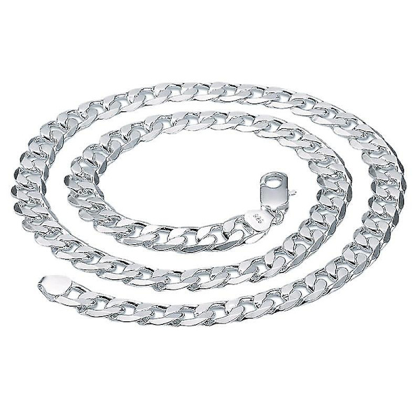 925 Sterling Silver Färg Halsband För Herrar 18/ 20/24/26 Tum Klassisk 12mm Kedja Lyx Smycken Bröllop Julgåvor 60cm 24inches