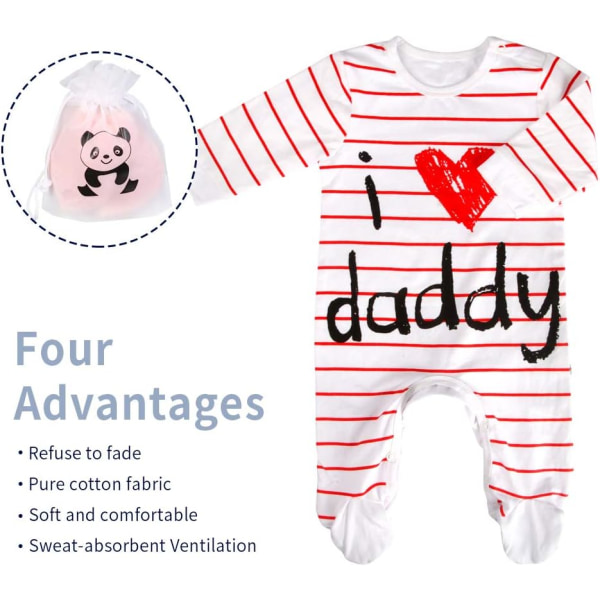 Unisex-babykläder Nyfödd Footie I Love Mummy I Love Daddy Body 2-pack (3 månader)