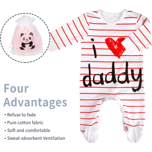 Unisex-Babyklær Nyfødt Footie I Love Mummy I Love Daddy Bodysuit 2-pakning (3 måneder)