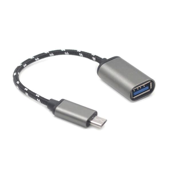 Grå Typ C OTG till USB 2.0 Adapterkabel - Aluminiumlegering, Nylonflätad, Plug & Play