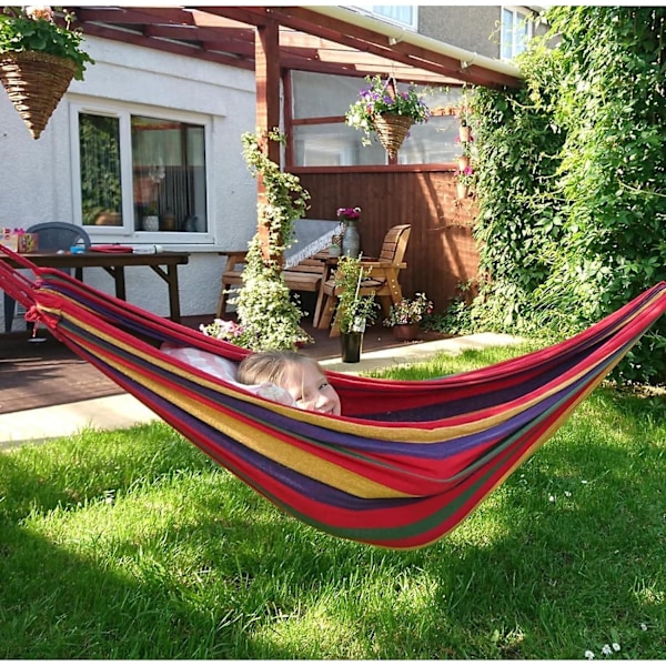 Utomhus Campinghängmatta, Bärbar Canvas för Utomhusbruk, Lätt med Trädvänliga Remmar, Bärväska, Perfekt för Trädgård, Balkong, Uteplats, Strand, Vandring