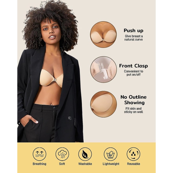 Selvklæbende BH Stropløs Sticky Invisible Push Up Silikone BH til Rygløs Kjole Med Nipple Covers