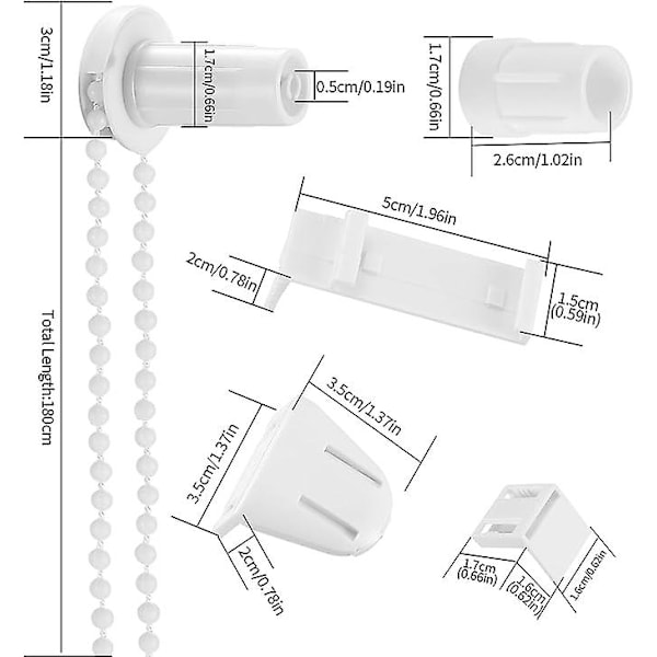 2 Set Rullgardinsfästen, Rullgardinsbeslag, 17mm Ersättningsdelar Koppling Kedja Rullgardinstillbehör, Rullfönstergardinskedjebeslag