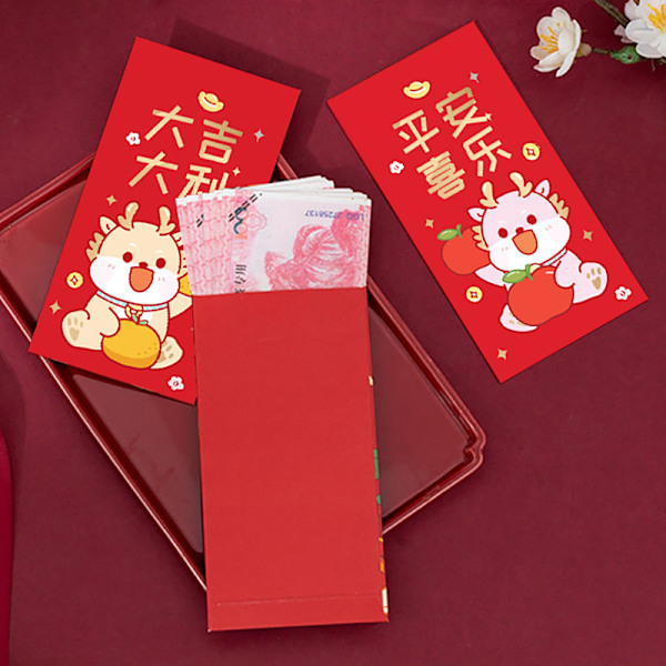 6 stk. Mini Bryllup Hongbao Bronzing Røde Kuverter til Nytår De A12