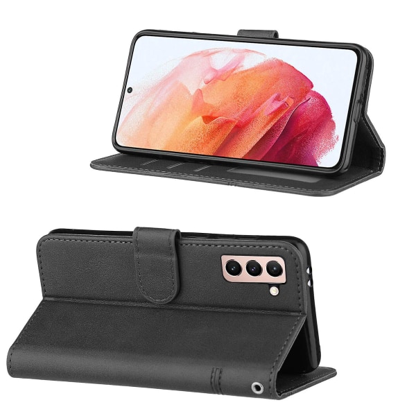 Kompatibel med Samsung Galaxy S21 5g Etui Læder Folio Cover Pung Magnetisk Premium Etui Coque - Sort