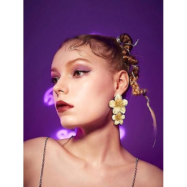 Guld Blomster Øreringe Guld Dangle Øreringe til Kvinder Romantiske Boho Blomster Statement Øreringe til Bryllup Fest Smykker