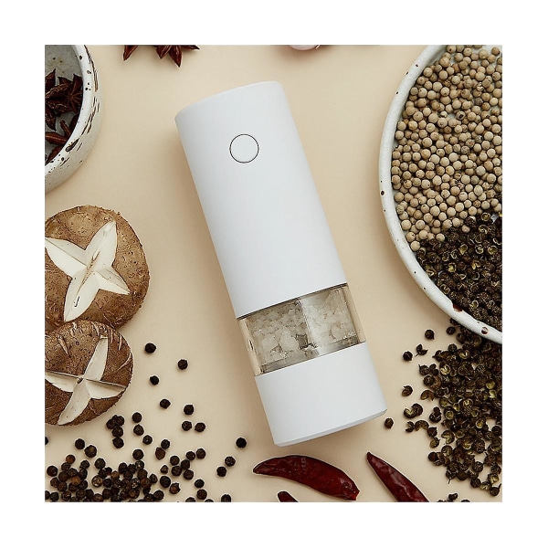 Elektrisk kvern USB automatisk pepper og salt LED-lys 5 moduser Peper krydderkorn pulverisator for K