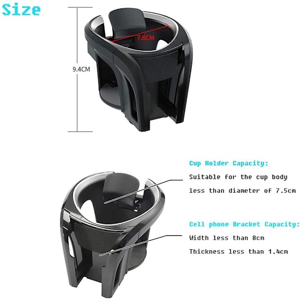 Bilhållare för mugghållare 2 i 1 Justerbar Smart Phone Mount Bracket Stativhållare för Iphone Bil Luftventilationshållare för varma drycker - Dryckeshållare
