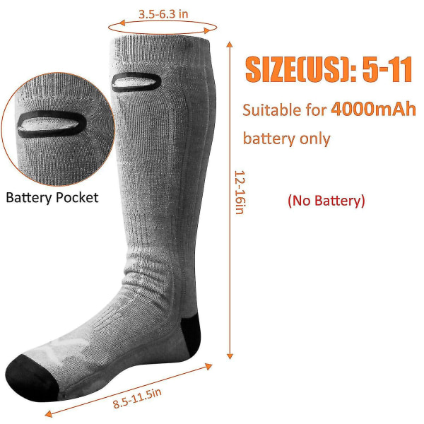 Elektrisk opvarmede sokker genopladeligt batteri 4,5v fodvarme vinterski jagt *1 W 3v