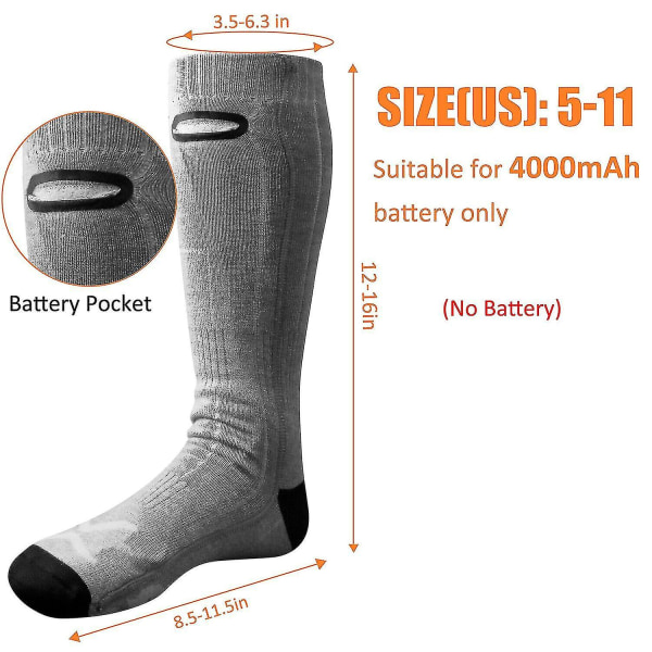 Sähkölämmitteiset sukat, ladattava akku 4,5 V, jalkalämmitin, talvi, hiihto, metsästys *1 W 3v