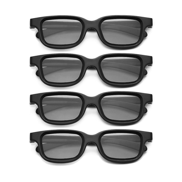 4 stk polariserte passive 3D-briller for 3D-TV Ekte 3D-kinoer for 3D-spill og TV-ramme Black