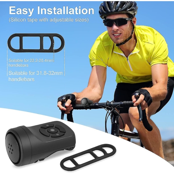 Elektrisk cykelhorn, elektronisk cykelklocka, 120db cykelhorn för vuxna, vattentätt horn för cykel USB laddning