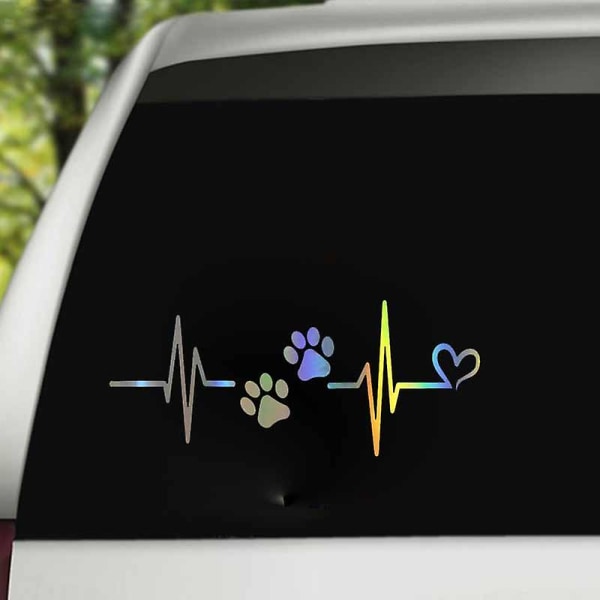 Motorcykelklistermærke Heartbeat Liveline Love Dog Reflekterende bilklistermærker Moto Auto Decal Funny Jdm Vinyl On Car Styling - Decals &amp; Klistermærker
