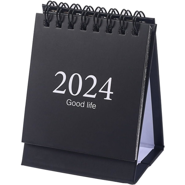 Lille skrivebordskalender 2024 til planlægning og organisering af daglig tidsplan, Lille kalender 2024 til hjemmekontorskole (sort)