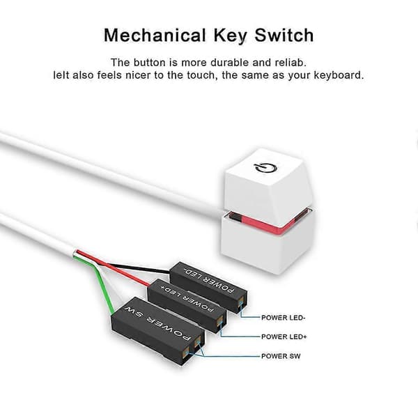2m Bærbare LED Lys Computer Desktop Switch PC Ekstern Start Tænd/Sluk Knap Forlængerledning